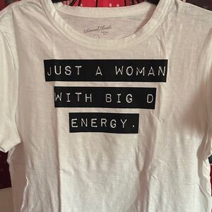 Universal Thread White Tee with Black Text